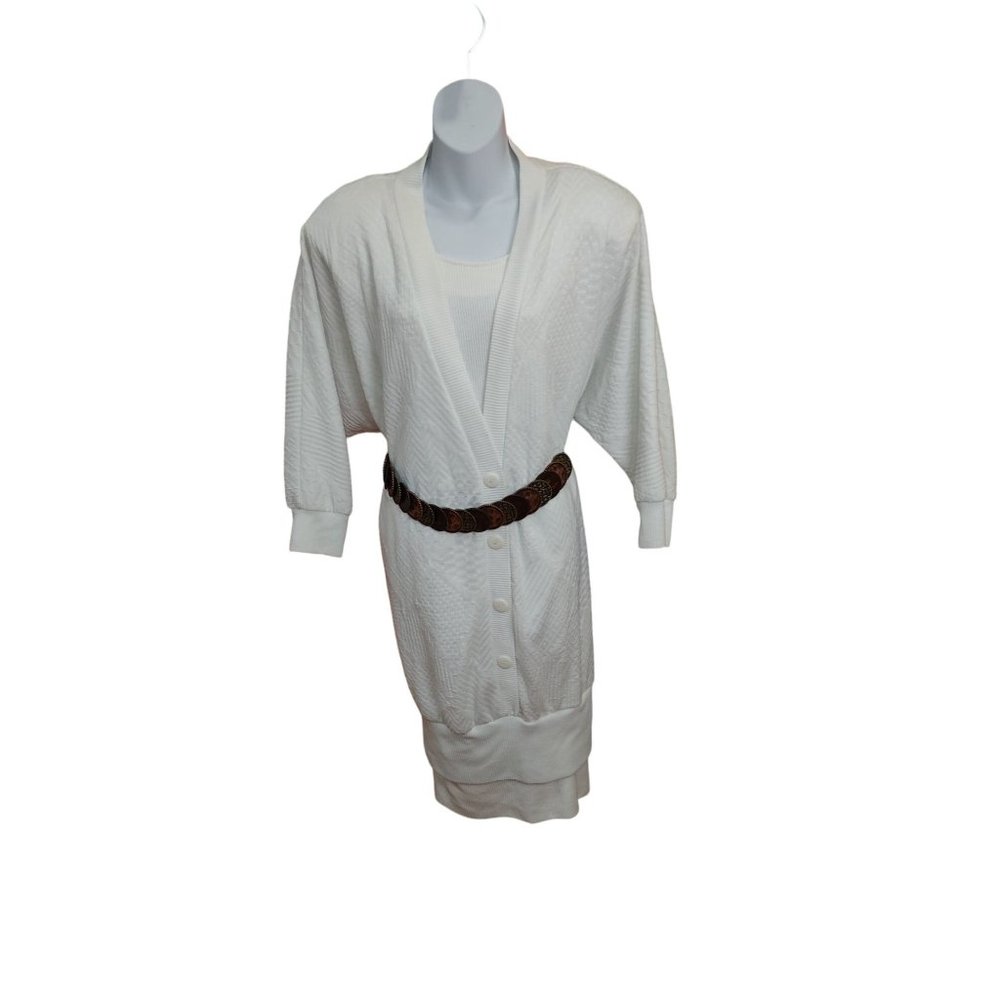 Vintage 1980's JP Collections  Textured Double Banded Tunic Style/ Shirt dress